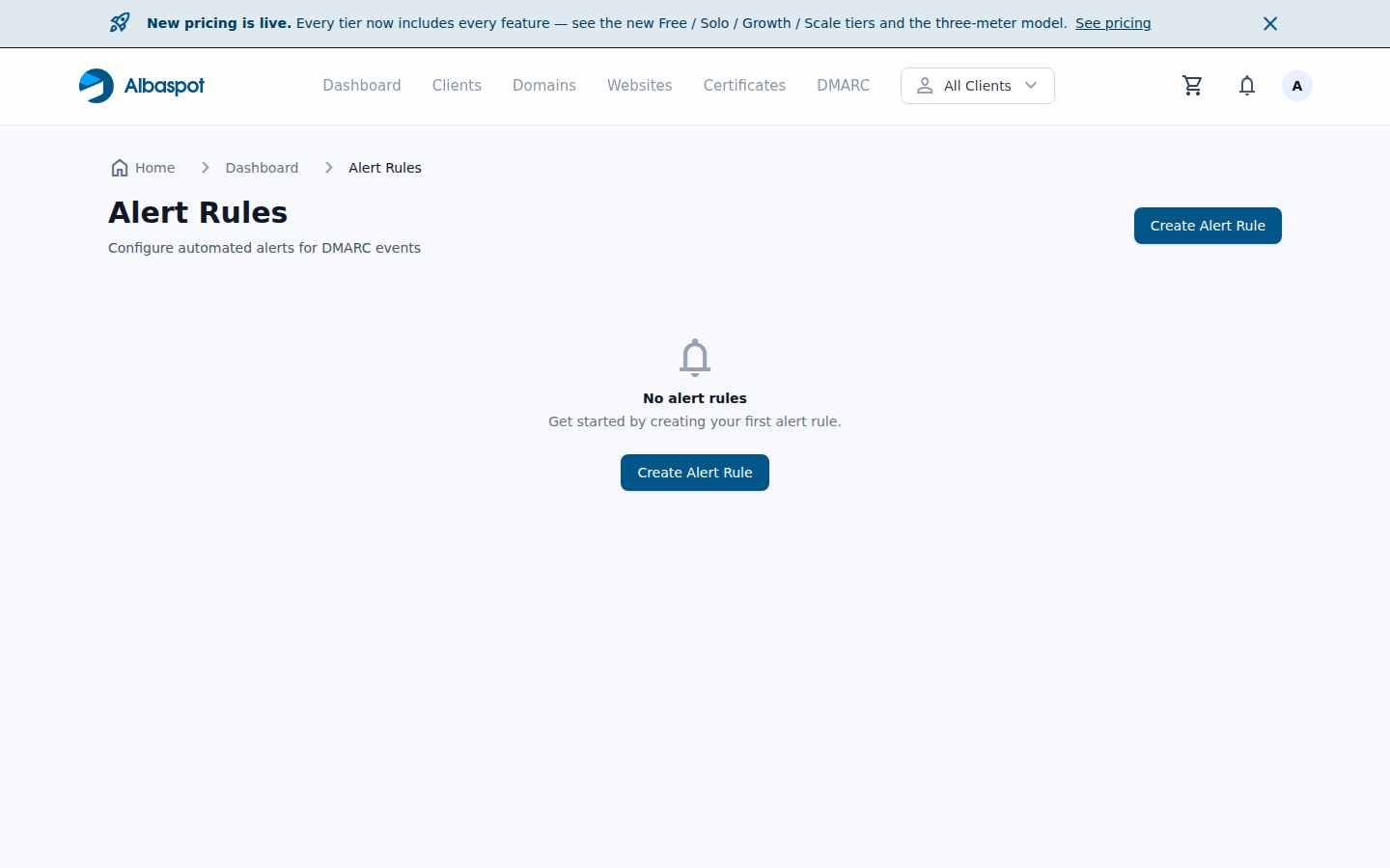 DMARC alert rules list