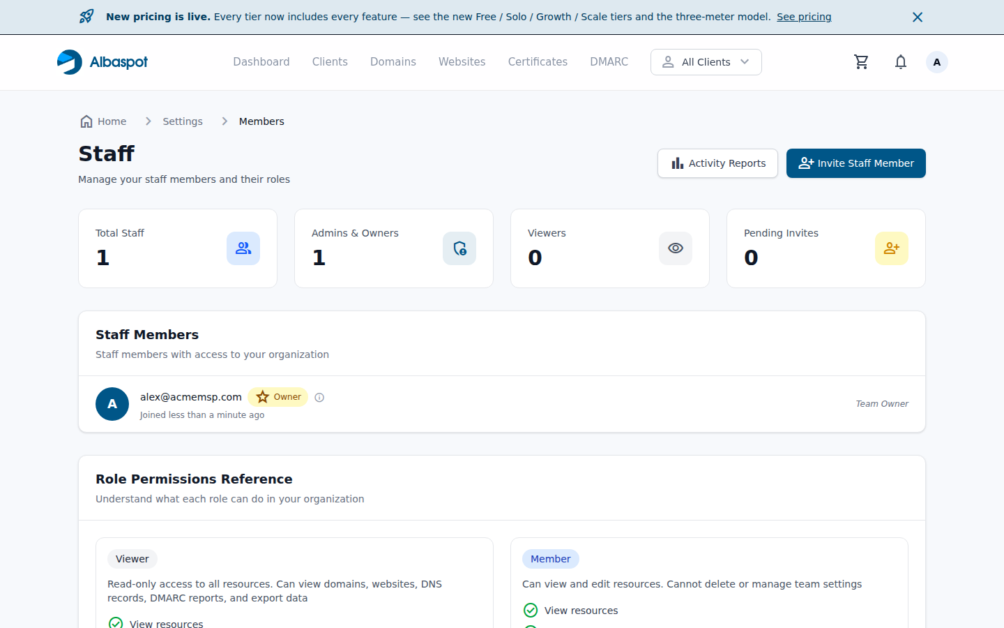 Team members page